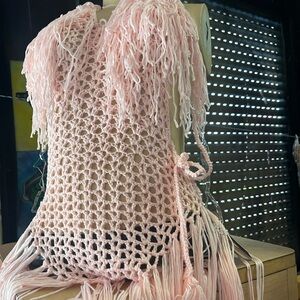 Pink Fringe Crochet Top